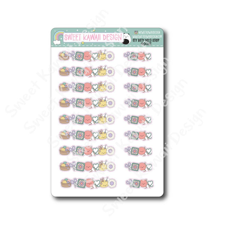 Kawaii Deco Strip Stickers (washi strip/border) - Crochet