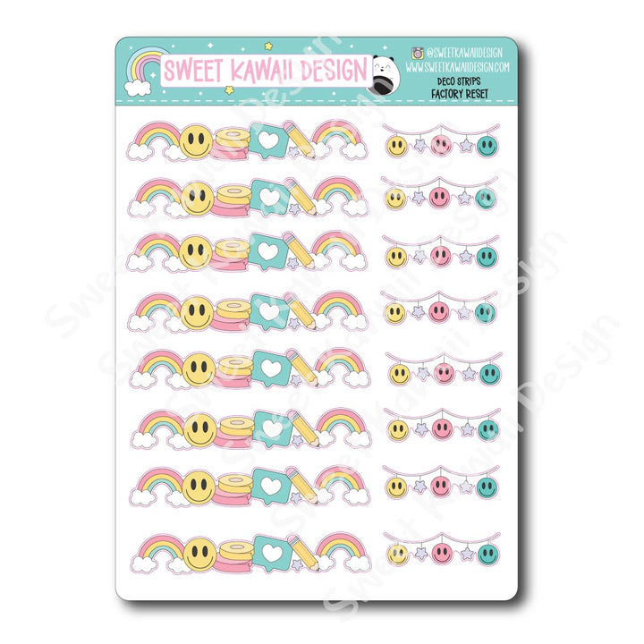Kawaii Deco Strip Stickers (washi strip/border) - Factory Reset