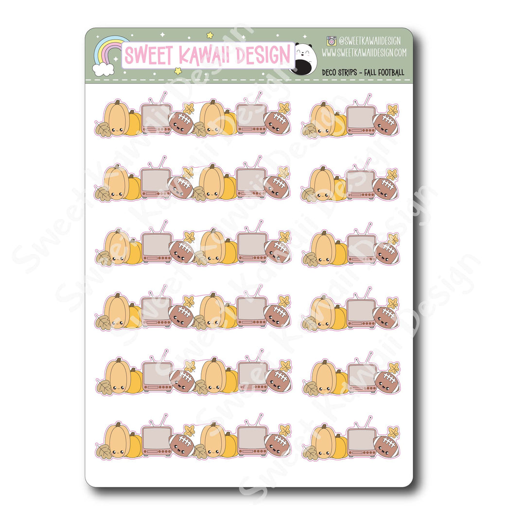 Kawaii Deco Strip Stickers (washi strip/border) - Fall Football