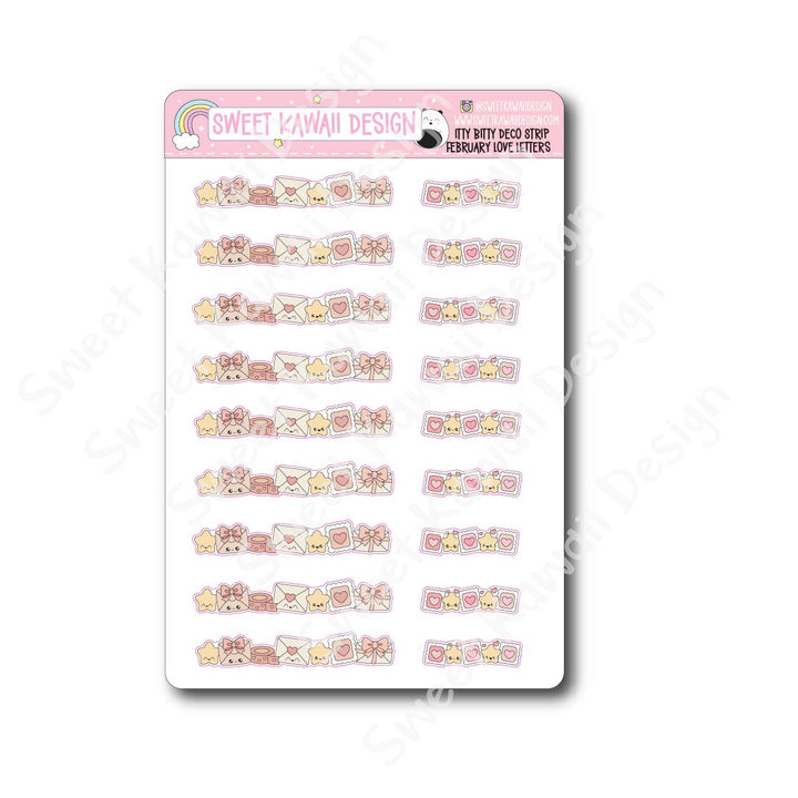 Kawaii Deco Strip Stickers (washi strip/border) - February Love Letter