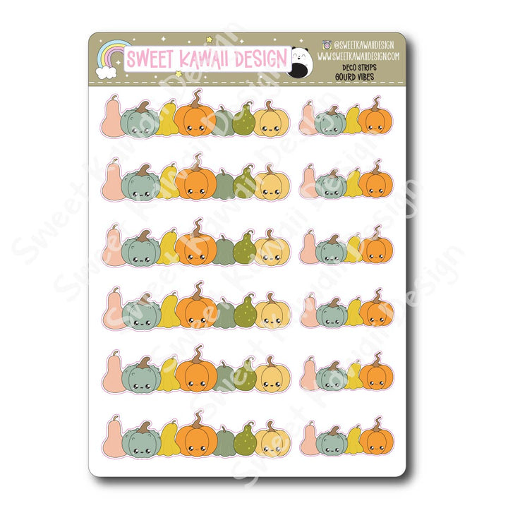 Kawaii Deco Strip Stickers (washi strip/border) - Gourd Vibes
