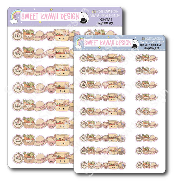 Kawaii Deco Strip Stickers (washi strip/border) - Grandma Era