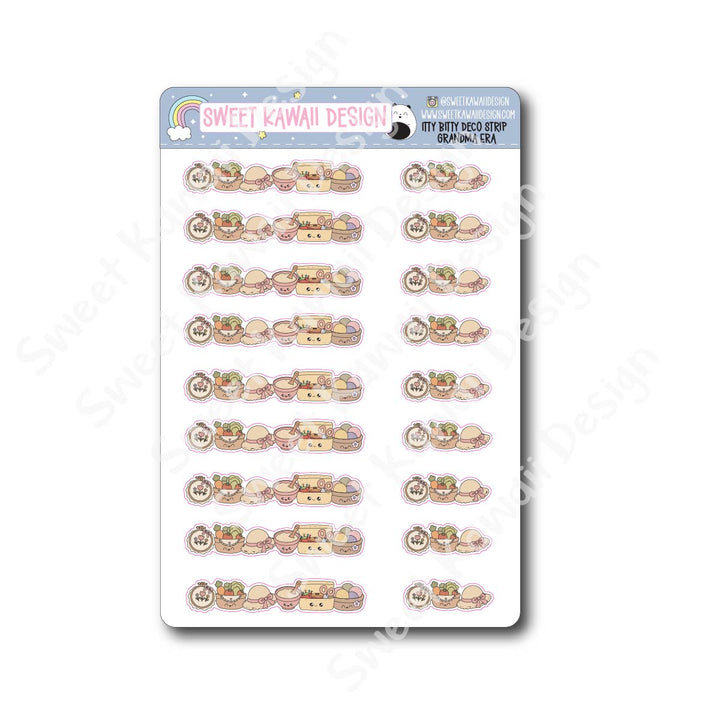 Kawaii Deco Strip Stickers (washi strip/border) - Grandma Era
