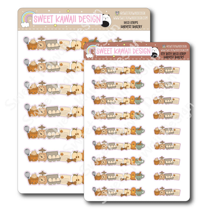 Kawaii Deco Strip Stickers (washi strip/border) - Harvest Bakery