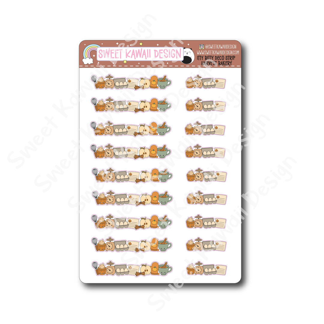 Kawaii Deco Strip Stickers (washi strip/border) - Harvest Bakery