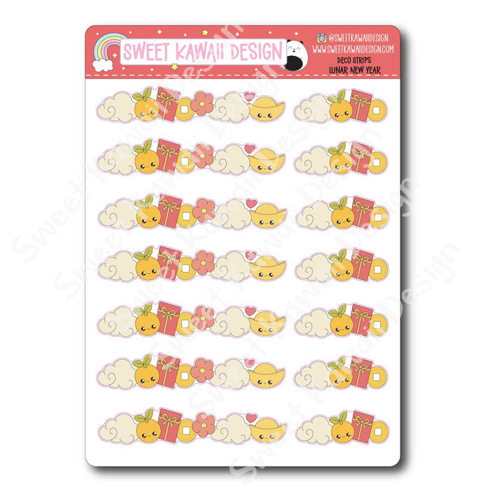 Kawaii Deco Strip Stickers (washi strip/border) - Lunar New Year