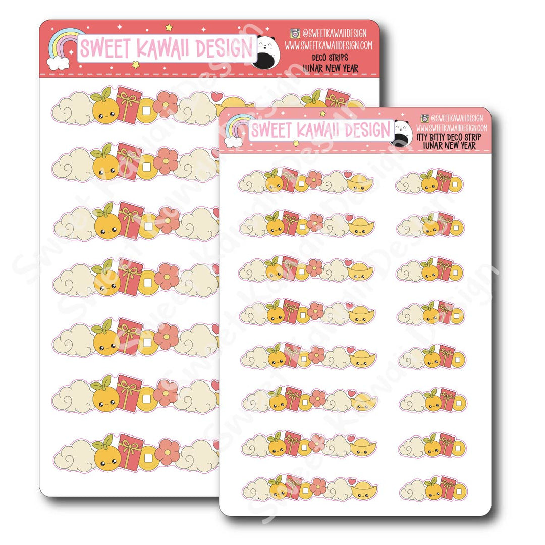 Kawaii Deco Strip Stickers (washi strip/border) - Lunar New Year