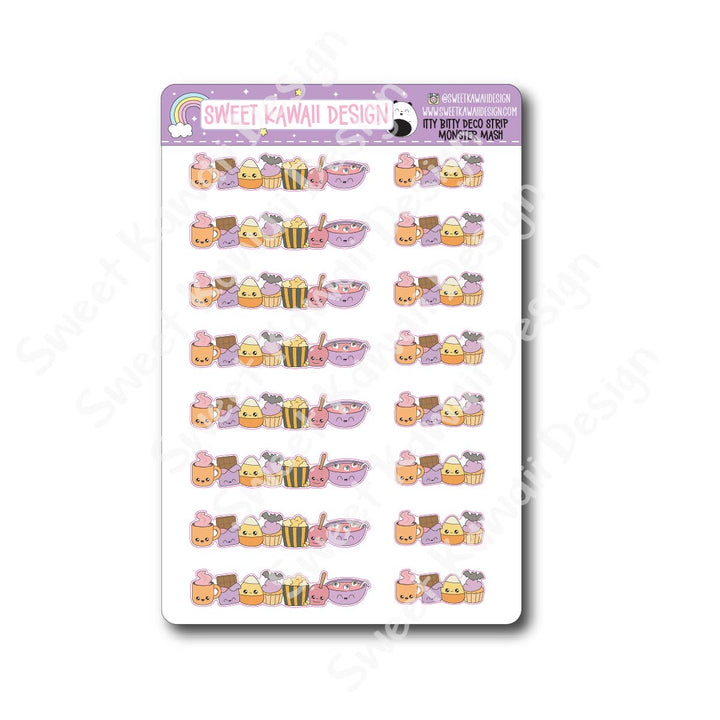 Kawaii Deco Strip Stickers (washi strip/border) - Monster Mash