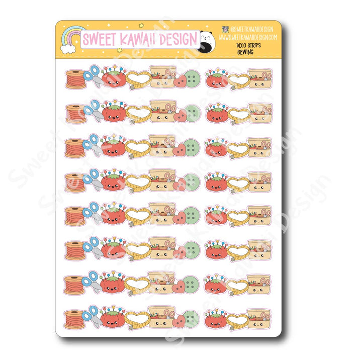 Kawaii Deco Strip Stickers (washi strip/border) - Sewing
