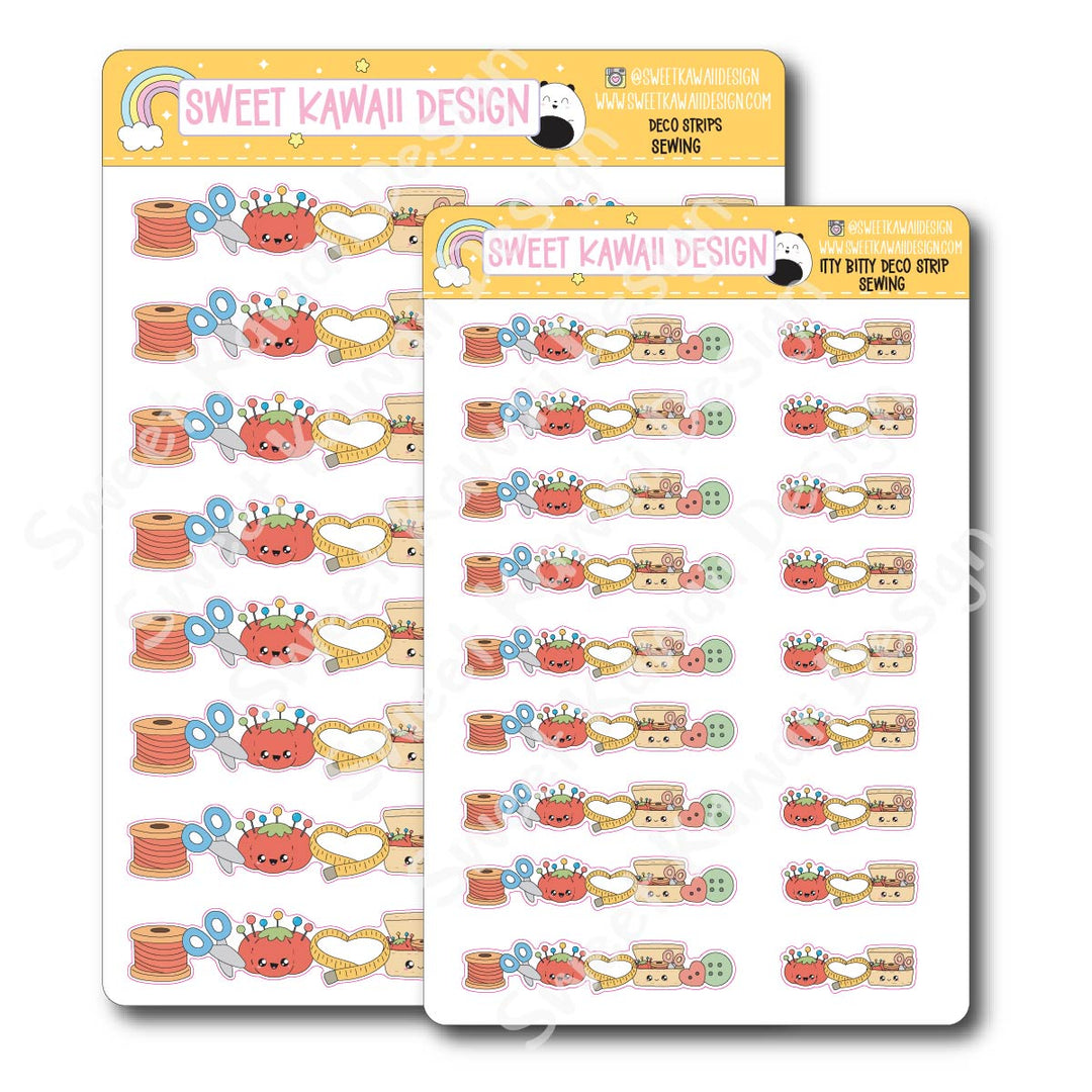 Kawaii Deco Strip Stickers (washi strip/border) - Sewing