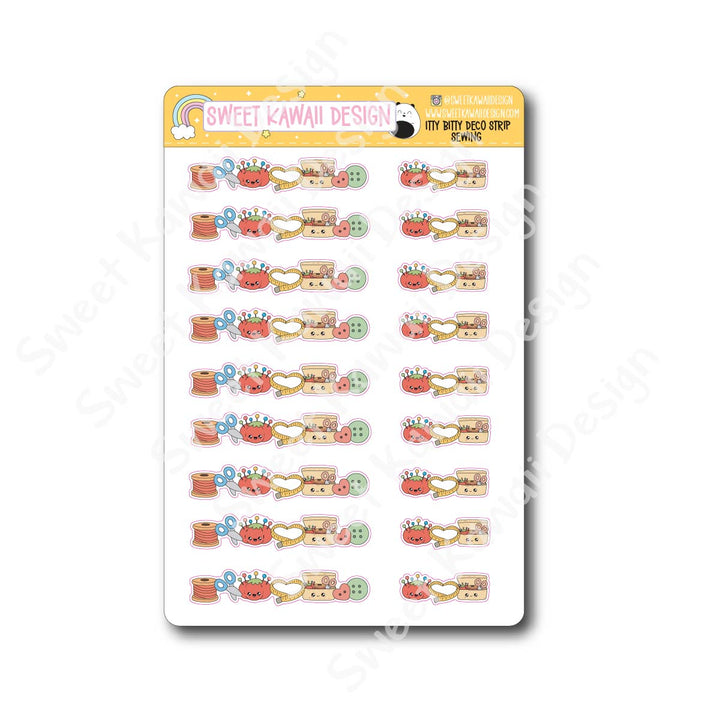 Kawaii Deco Strip Stickers (washi strip/border) - Sewing