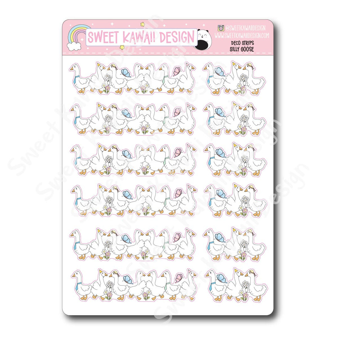 Kawaii Deco Strip Stickers (washi strip/border) - Silly Goose
