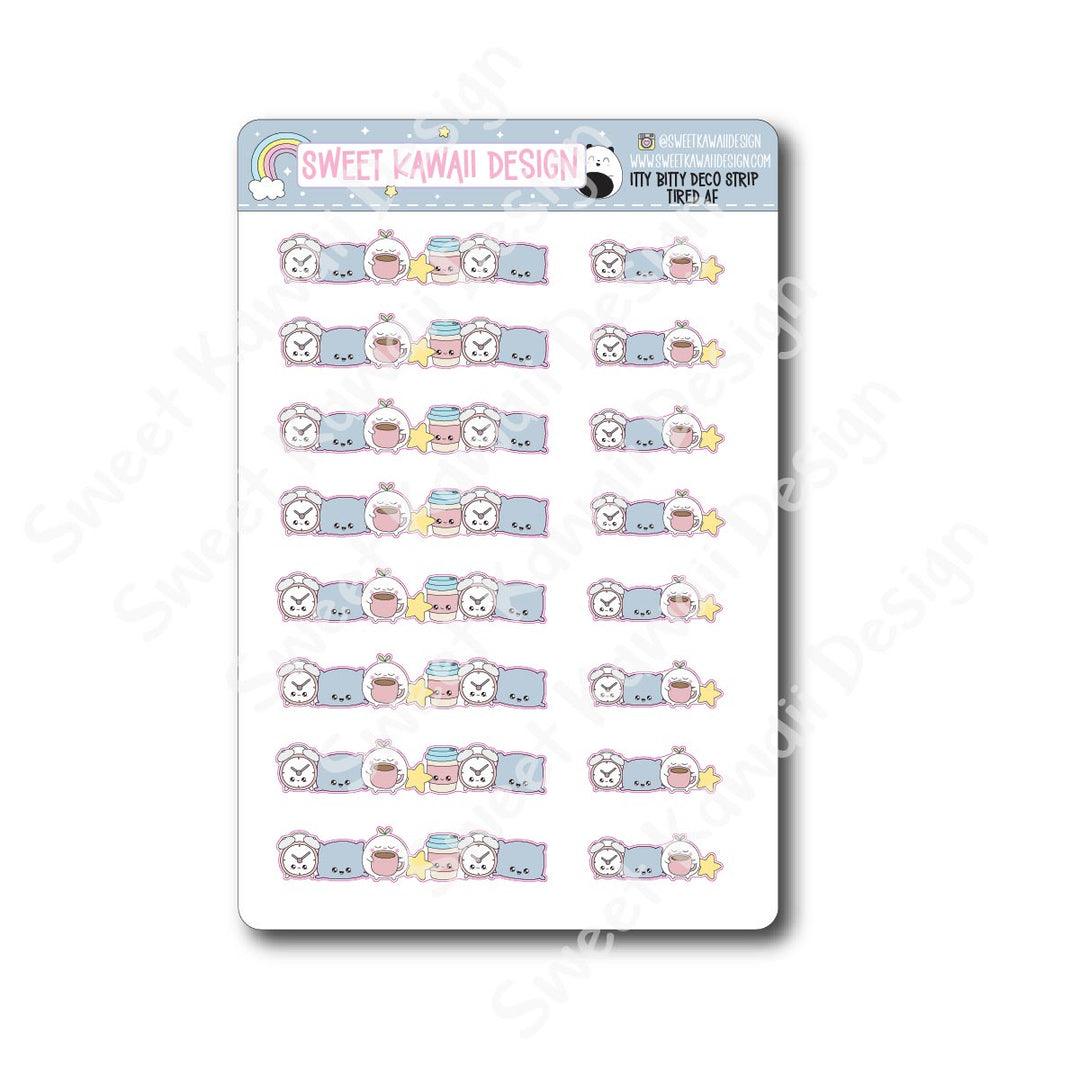 Kawaii Deco Strip Stickers (washi strip/border) - Tired AF