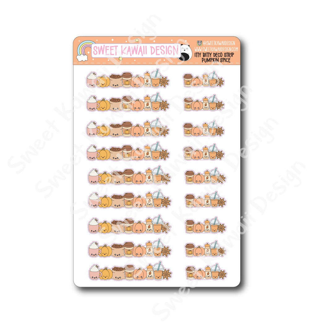 Kawaii Deco Strip Stickers (washi strip/border) - Pumpkin Spice