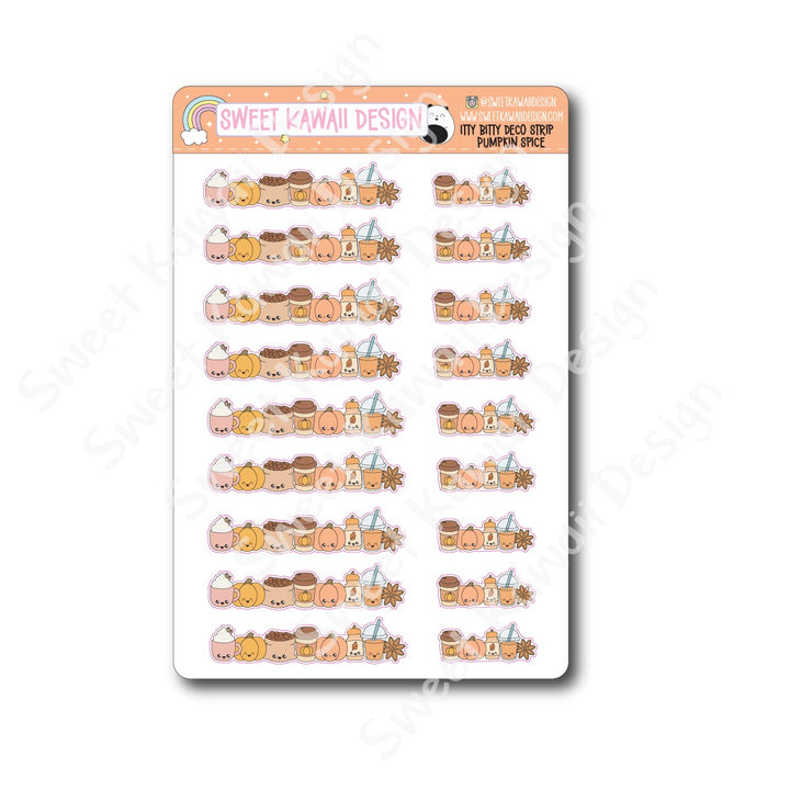 Kawaii Deco Strip Stickers (washi strip/border) - Pumpkin Spice
