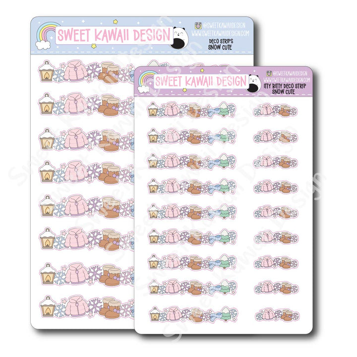 Kawaii Deco Strip Stickers (washi strip/border) - Snow Cute