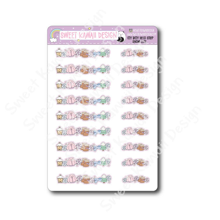 Kawaii Deco Strip Stickers (washi strip/border) - Snow Cute