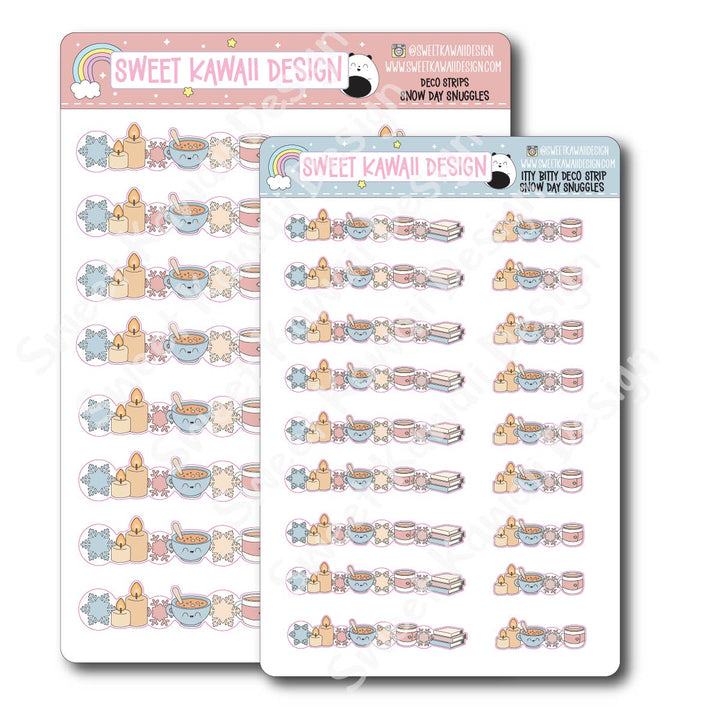 Kawaii Deco Strip Stickers (washi strip/border) - Snow Day Snuggles