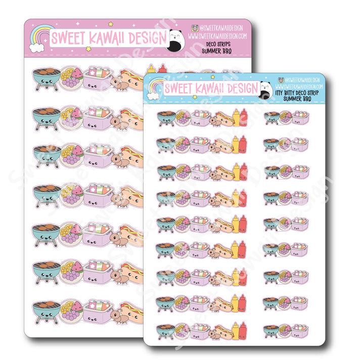 Kawaii Deco Strip Stickers (washi strip/border) - Summer BBQ