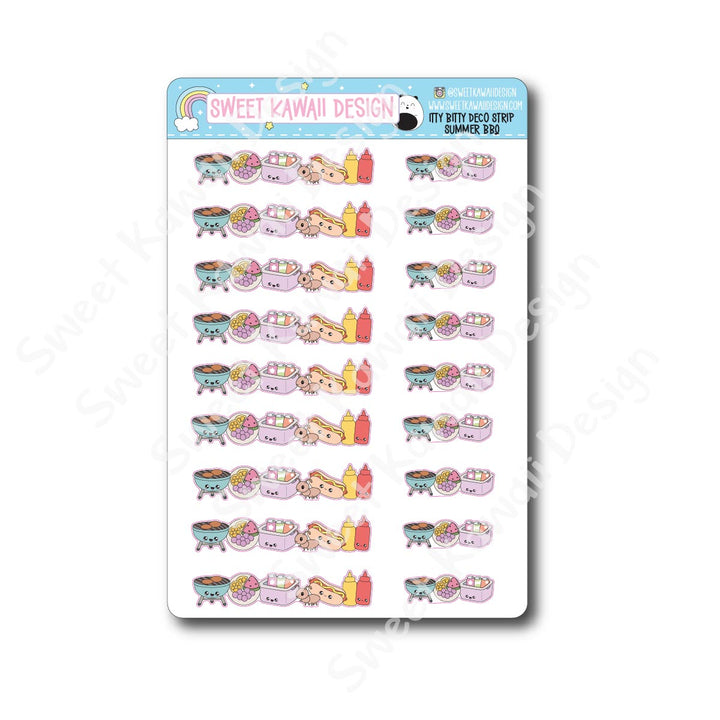 Kawaii Deco Strip Stickers (washi strip/border) - Summer BBQ