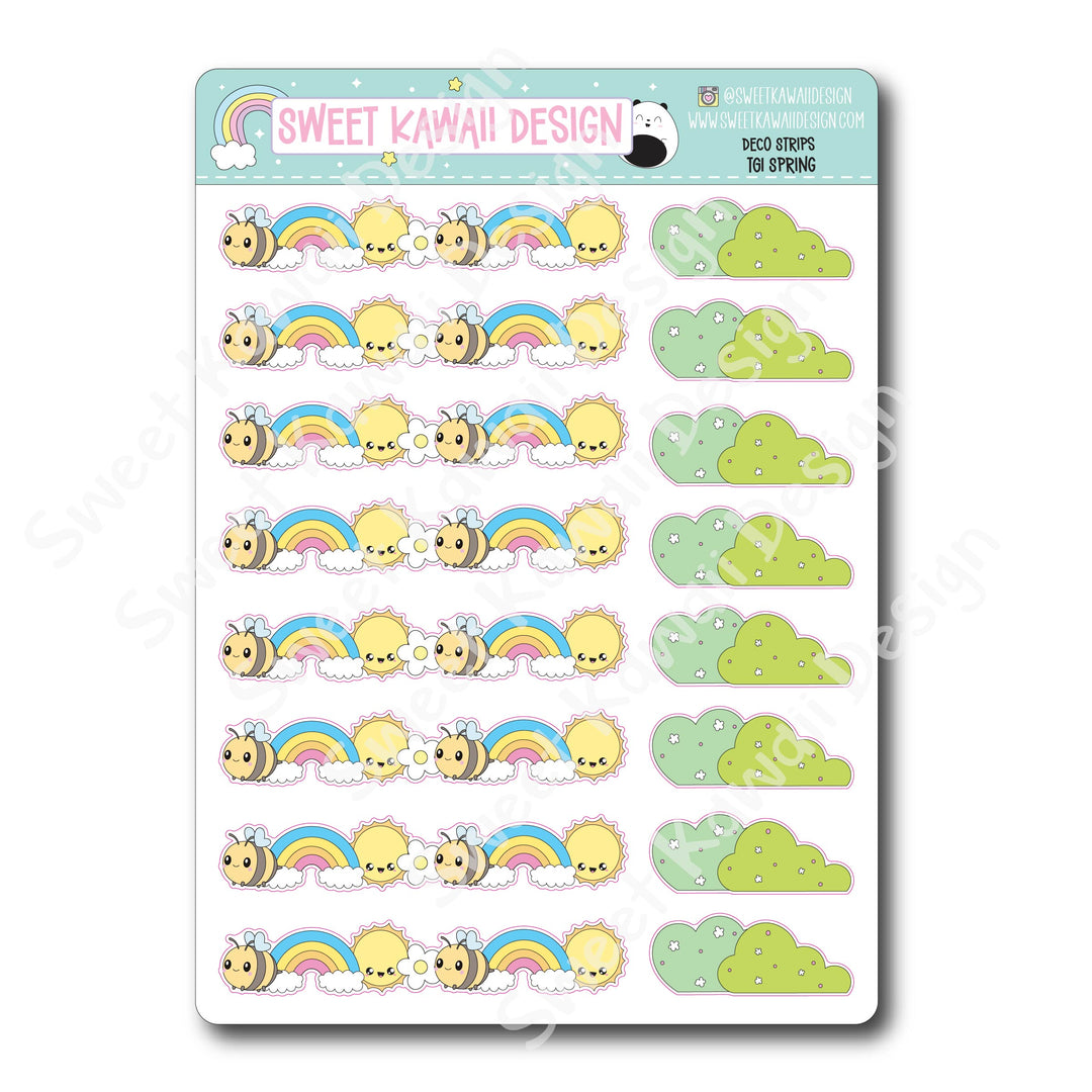 Kawaii Deco Strip Stickers (washi strip/border) - TGI Spring