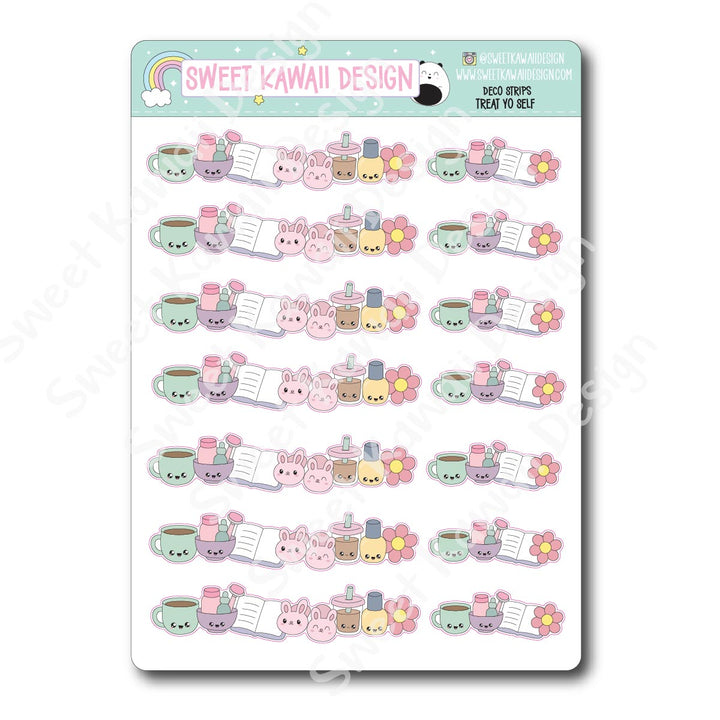 Kawaii Deco Strip Stickers (washi strip/border) -Treat Yo' Self