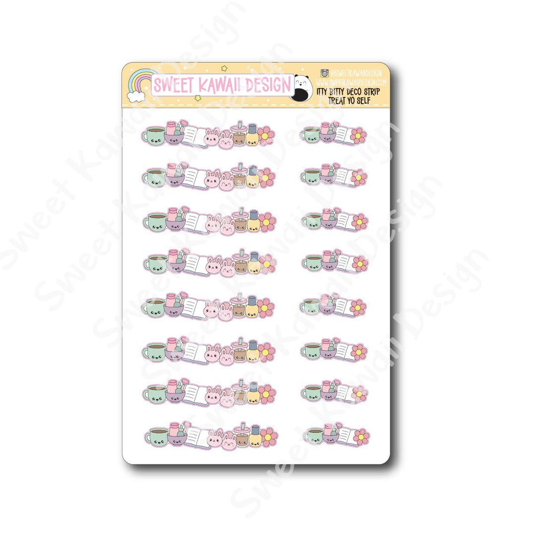 Kawaii Deco Strip Stickers (washi strip/border) -Treat Yo' Self