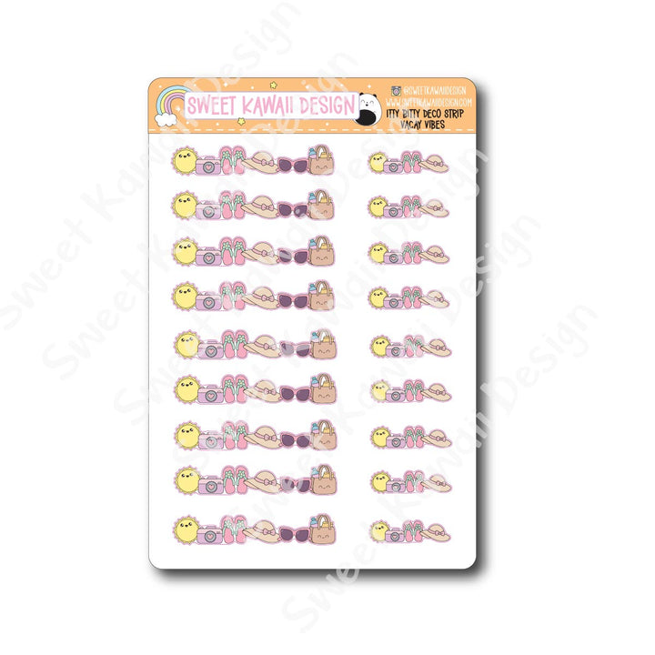 Kawaii Deco Strip Stickers (washi strip/border) -Vacay Vibes