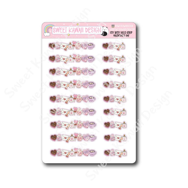Kawaii Deco Strip Stickers (washi strip/border) - Valentine's Day