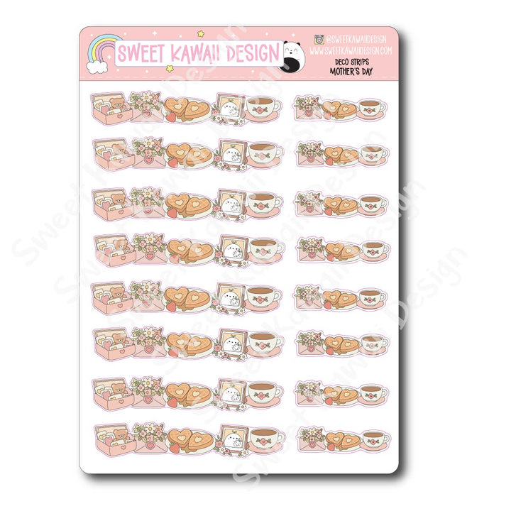 Kawaii Deco Strip Stickers (washi strip/border) - Mother's Day