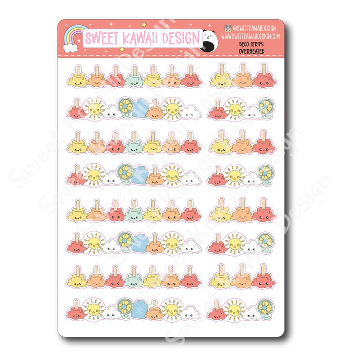 Kawaii Deco Strip Stickers (washi strip/border) - Overheated