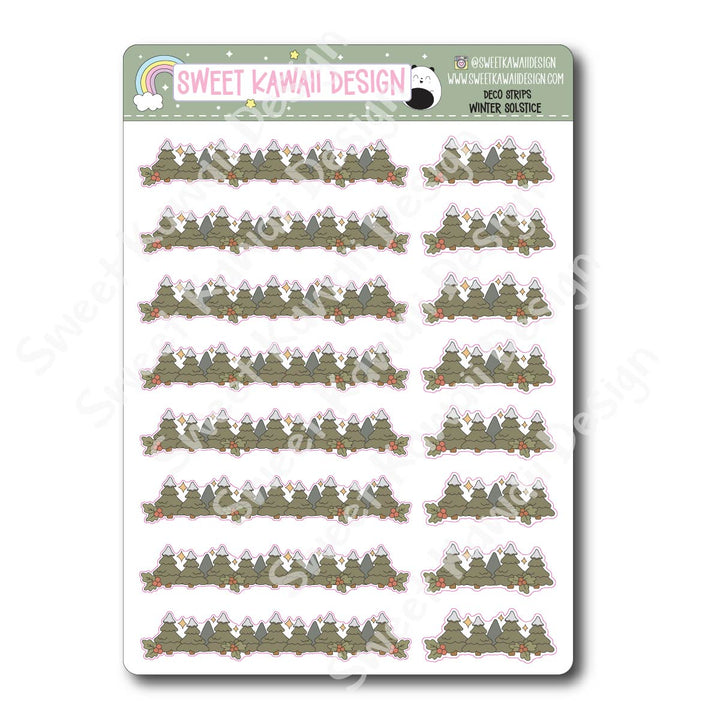 Kawaii Deco Strip Stickers (washi strip/border) - Winter Solstice