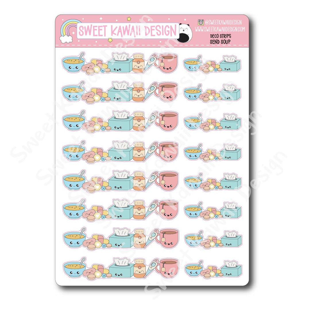 Kawaii Deco Strip Stickers (washi strip/border) - Send Soup