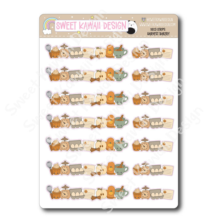 Kawaii Deco Strip Stickers (washi strip/border) - Harvest Bakery