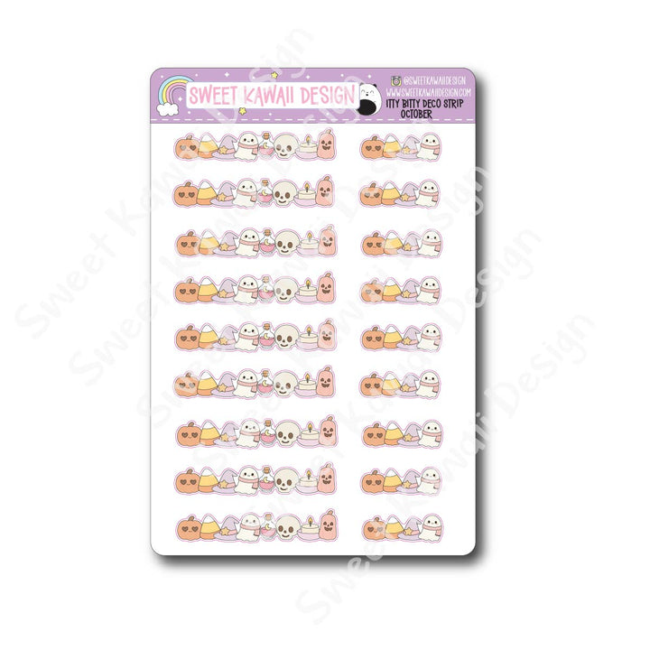 Kawaii Deco Strip Stickers (washi strip/border) - October