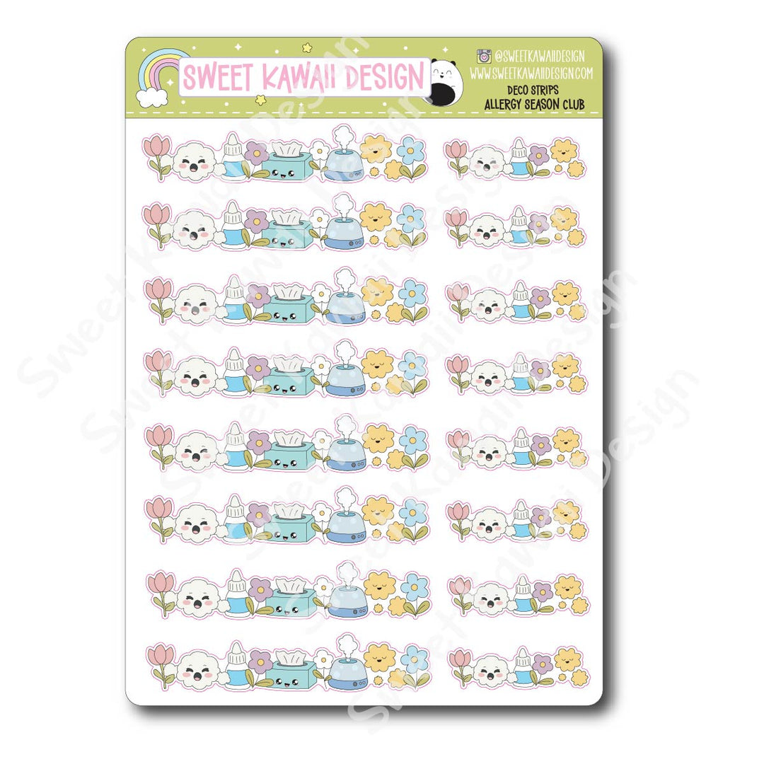 Kawaii Deco Strip Stickers (washi strip/border) - Allergy Season Club
