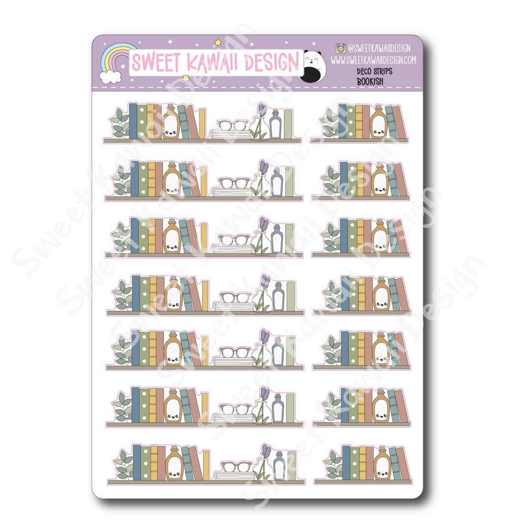 Kawaii Deco Strip Stickers (washi strip/border) - Bookish