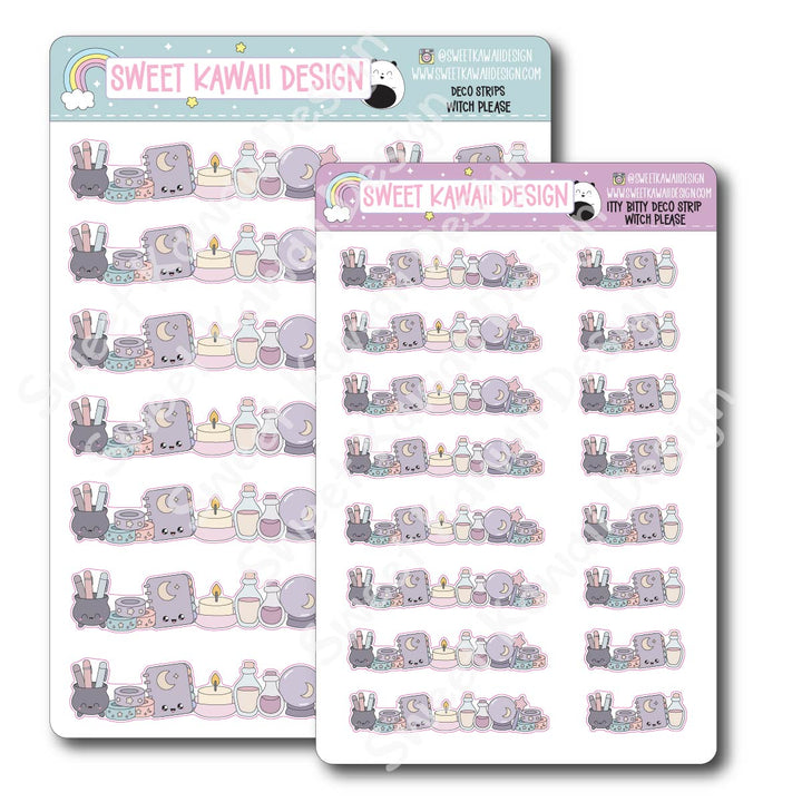 Kawaii Deco Strip Stickers (washi strip/border) - Witch Please