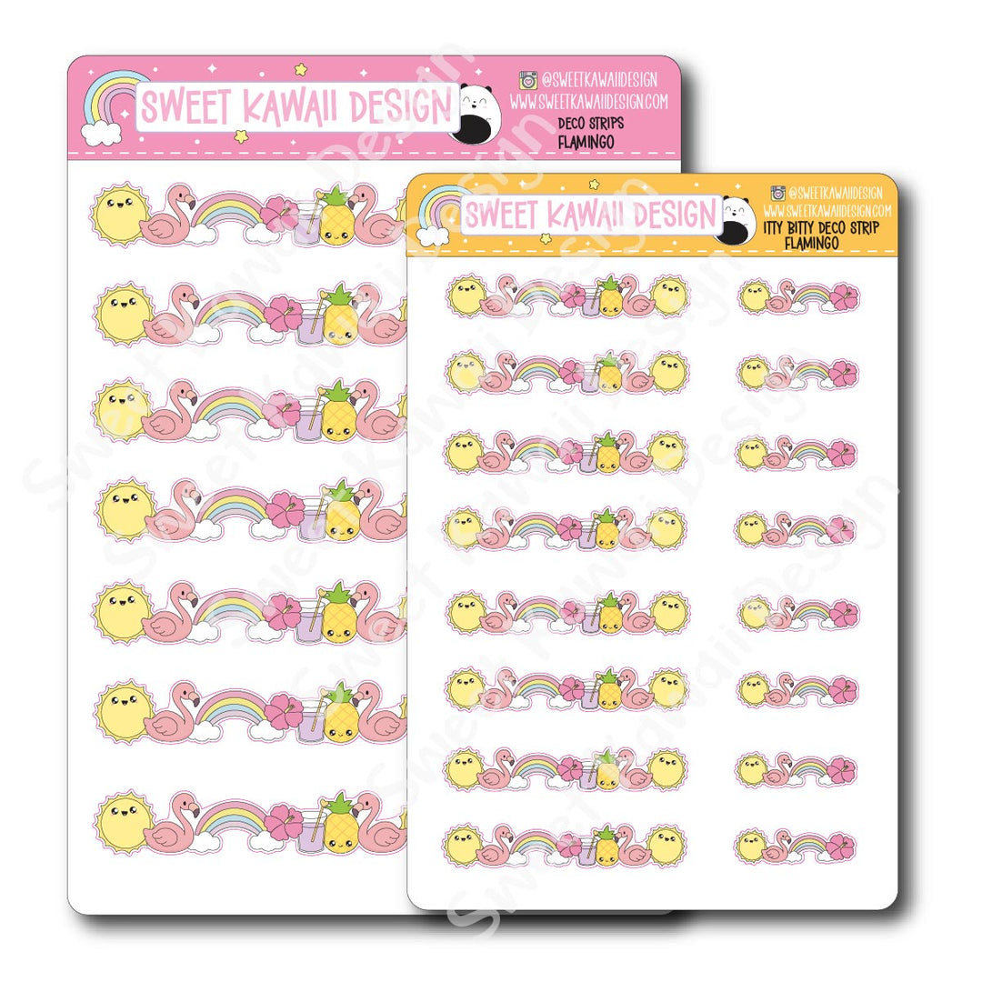 Kawaii Deco Strip Stickers (washi strip/border) - Flamingoals