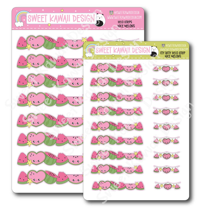 Kawaii Deco Strip Stickers (washi strip/border) - Nice Melons