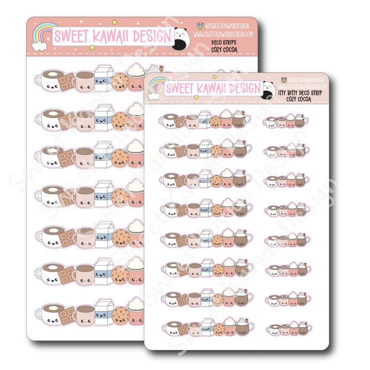 Kawaii Deco Strip Stickers (washi strip/border) - Cozy Cocoa
