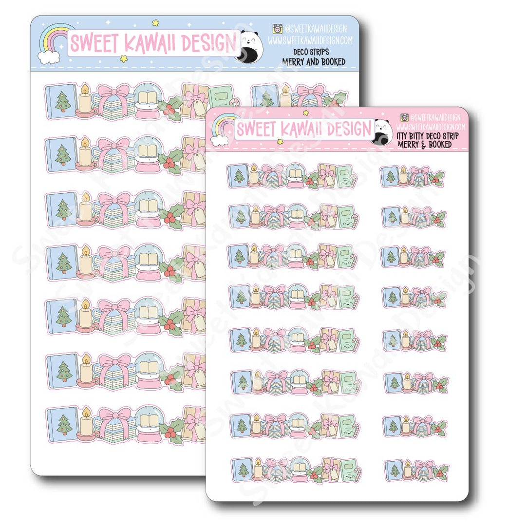 Kawaii Deco Strip Stickers (washi strip/border) - Merry and Booked