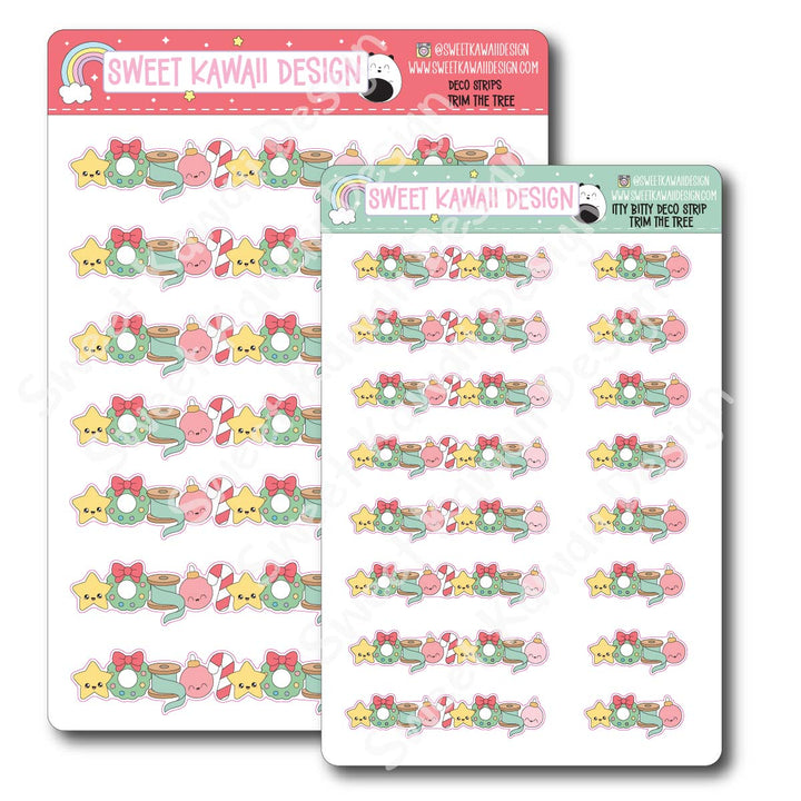 Kawaii Deco Strip Stickers (washi strip/border) - Trim the Tree