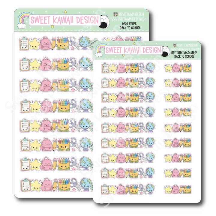 Kawaii Deco Strip Stickers (washi strip/border) - Back to School