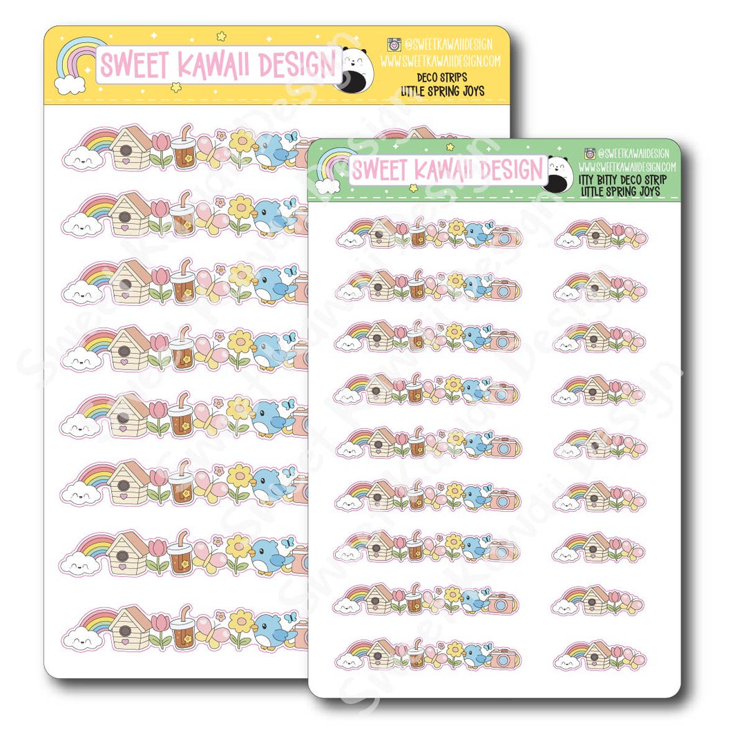 Kawaii Deco Strip Stickers (washi strip/border) - Little Spring Joys