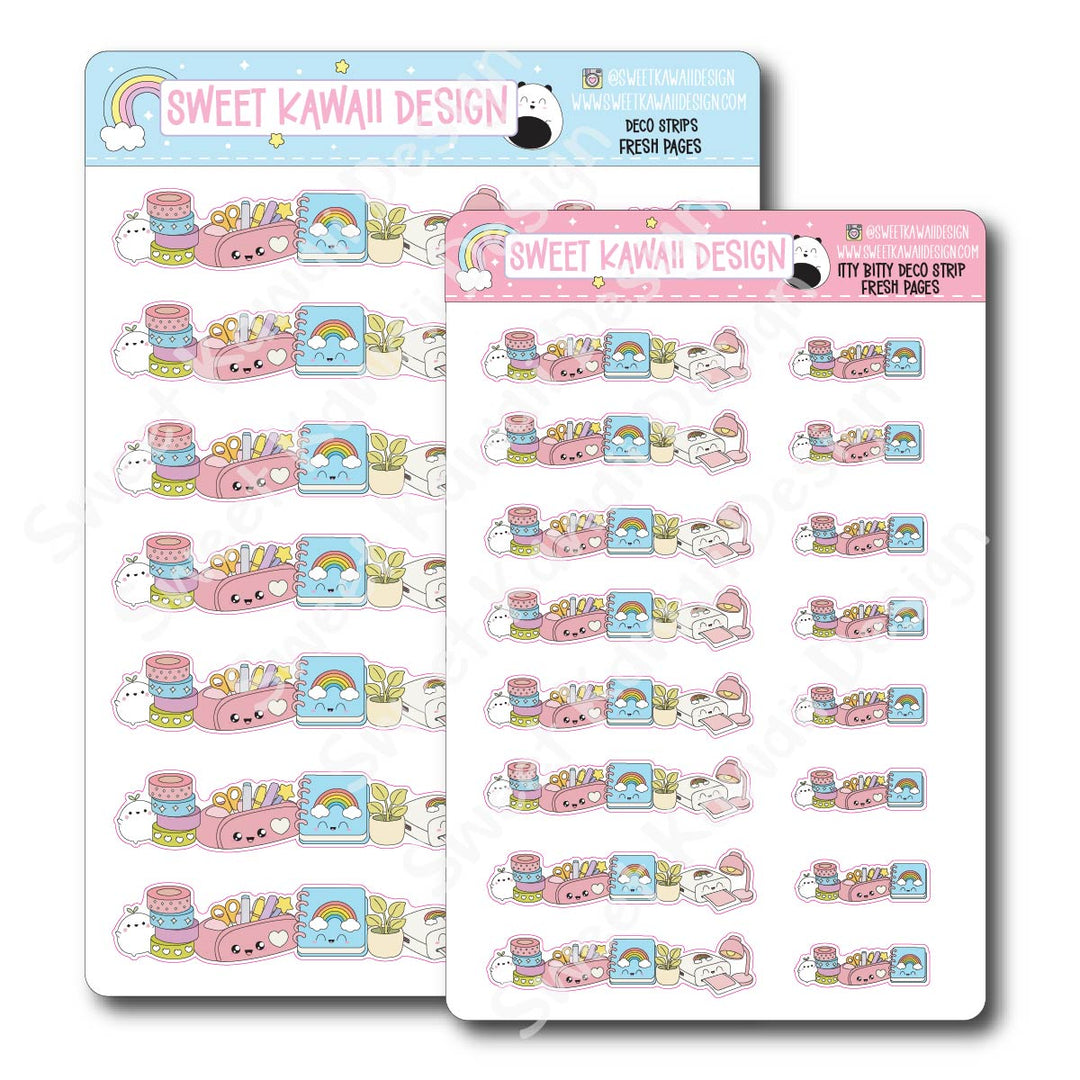 Kawaii Deco Strip Stickers (washi strip/border) - Fresh Pages