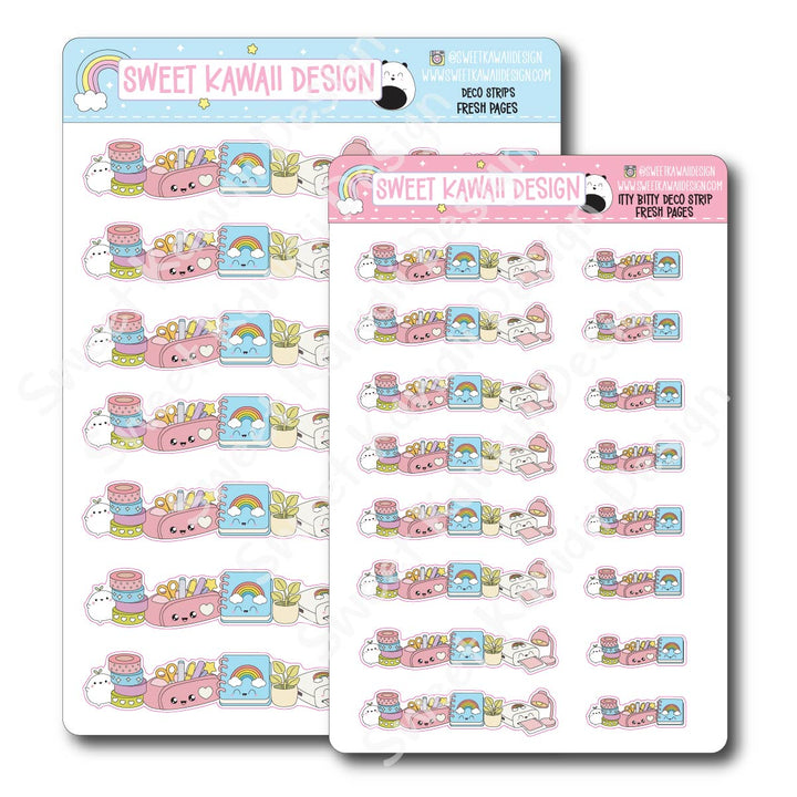 Kawaii Deco Strip Stickers (washi strip/border) - Fresh Pages