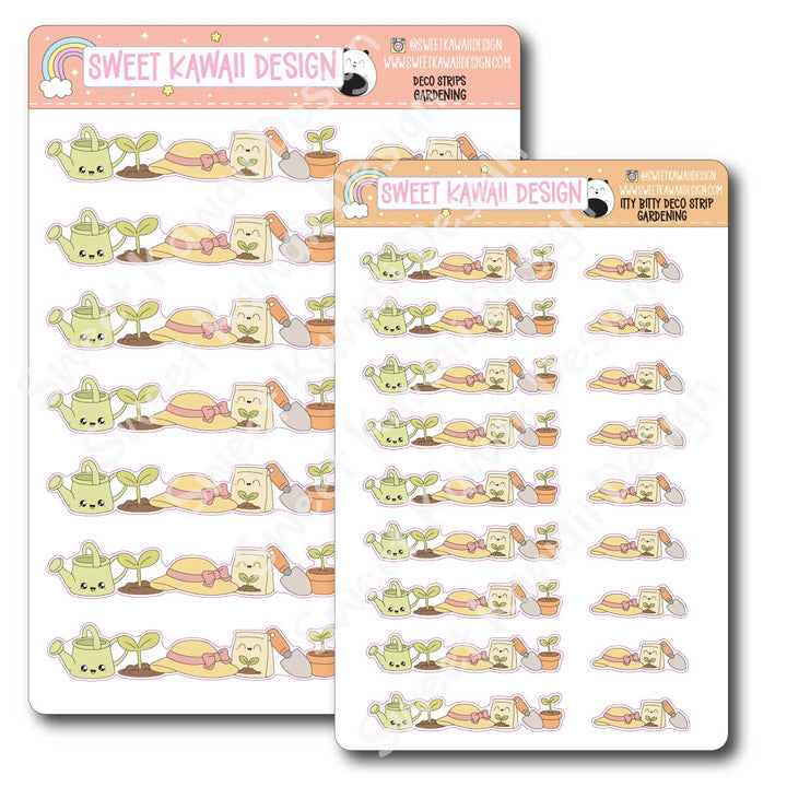 Kawaii Deco Strip Stickers (washi strip/border) - Gardening
