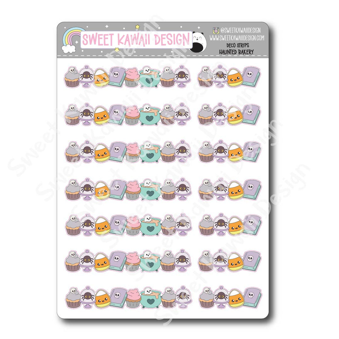 Kawaii Deco Strip Stickers (washi strip/border) - Haunted Bakery