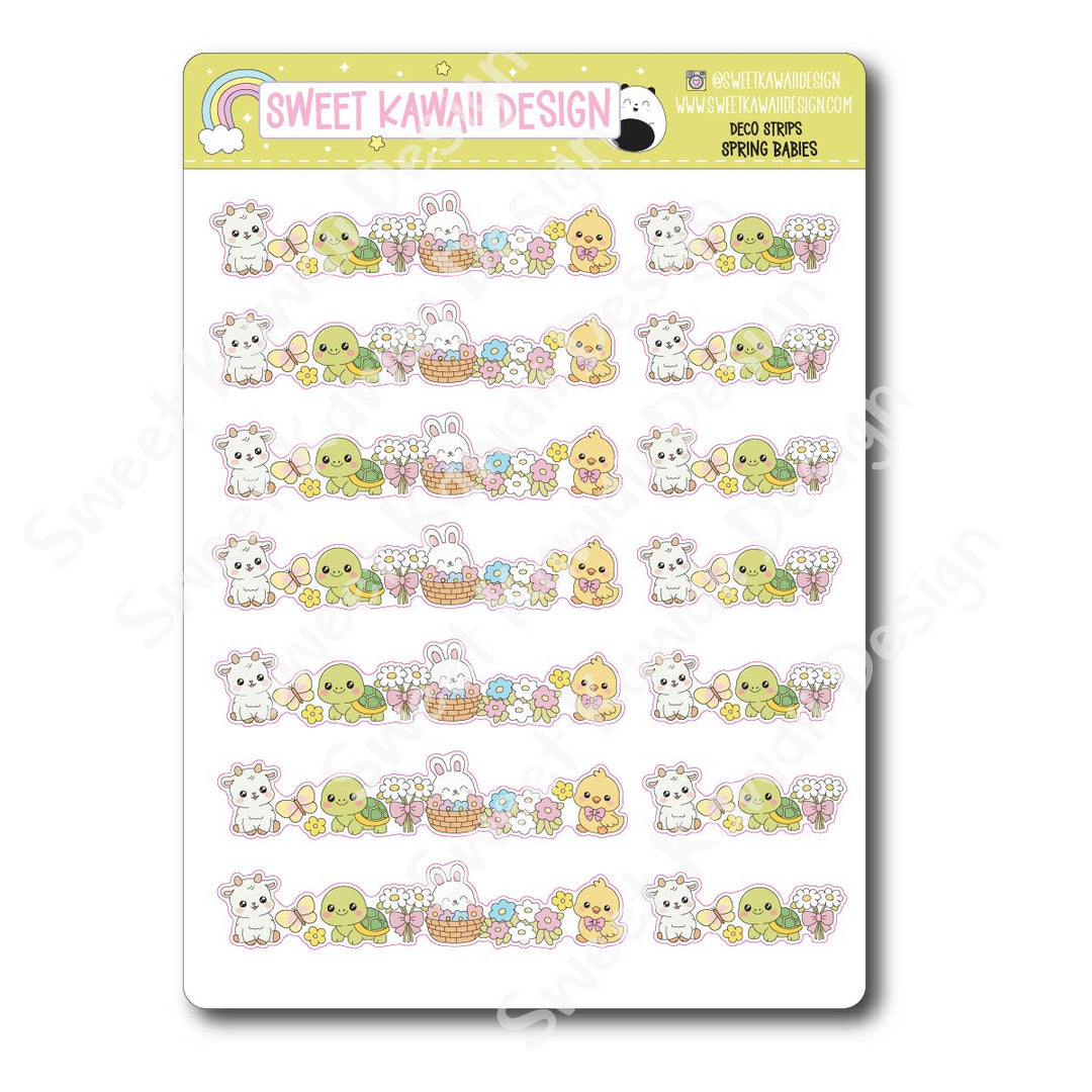 Kawaii Deco Strip Stickers (washi strip/border) - Spring Babies